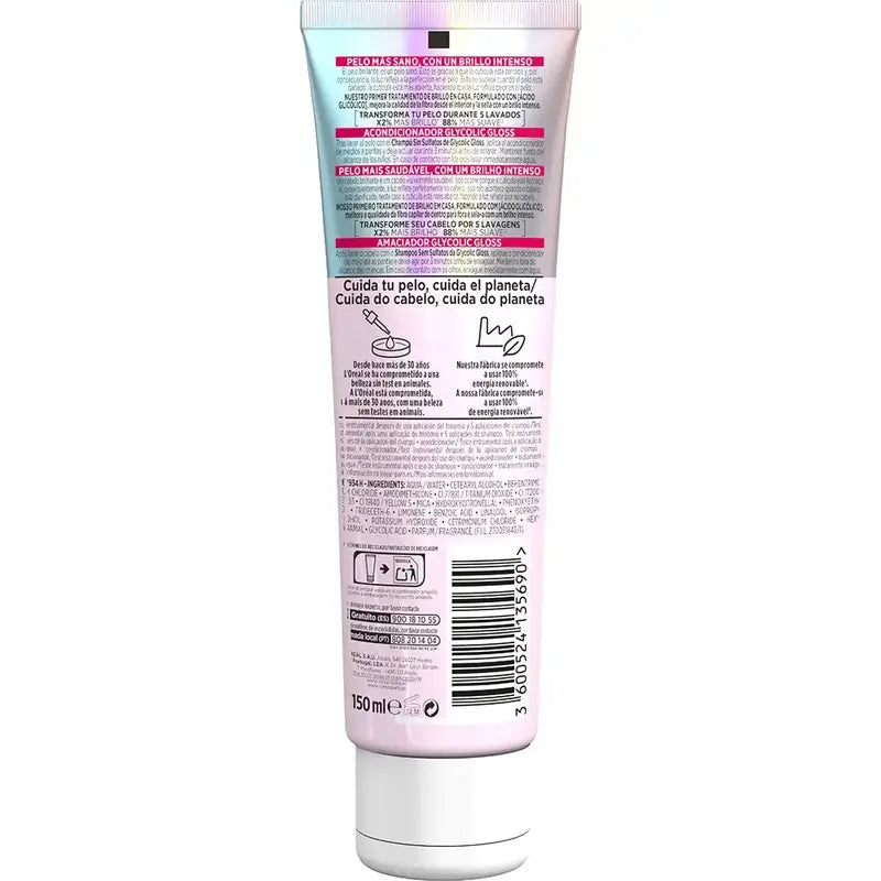 L'Oréal Paris Elvive Glycolic Gloss Conditioner Acide Glycolique Conditionneur Glycolique Cheveux doux et brillants