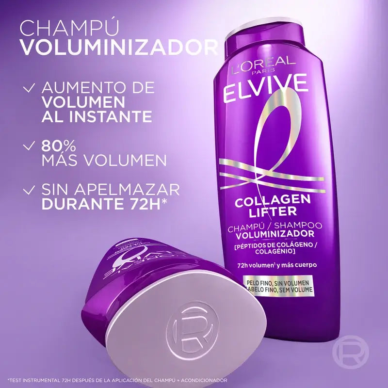 L'Oréal Paris Elvive Shampooing Volumisant, avec Peptides de Collagène, 700 ml