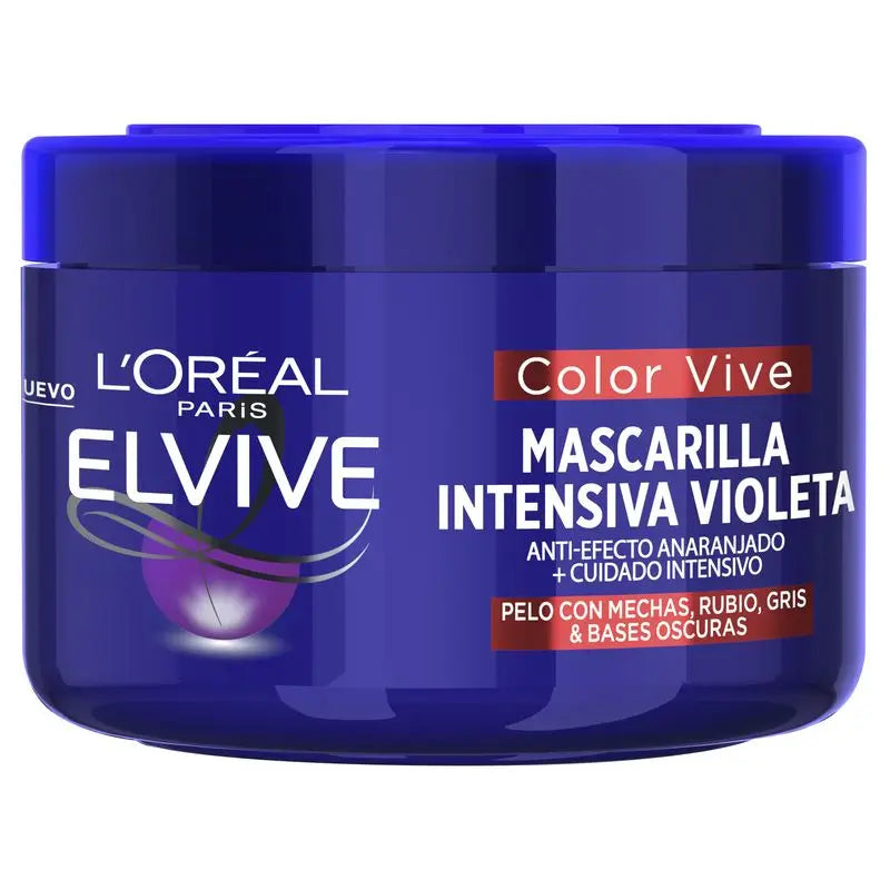 L'Oréal Paris Elvive Color Vive Mask : Violet matifiant pour cheveux blonds, gris ou méchés, 250Ml