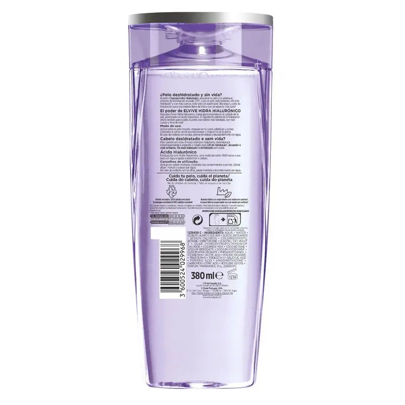 L'Oréal Paris Elvive Hydra Hyaluronic 72H Shampooing Hydratant 380 Ml