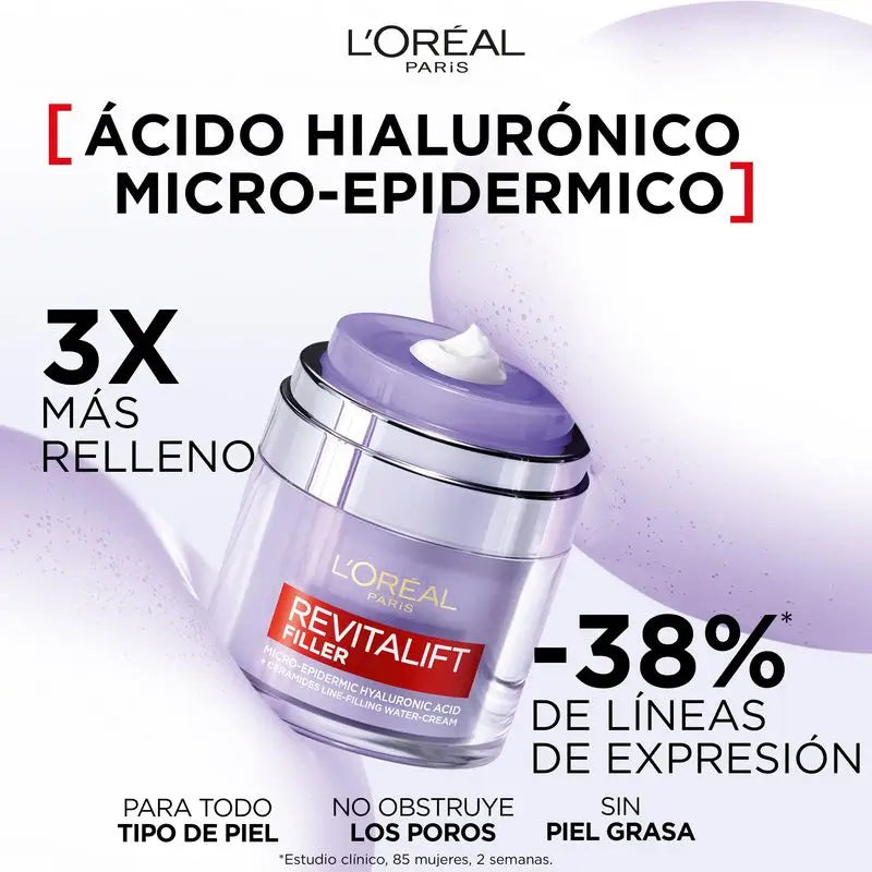 L'Oréal Paris Revitalift Filler Cream Gel : Acide Hyaluronique & 3 Céramides, Hydratation Intense