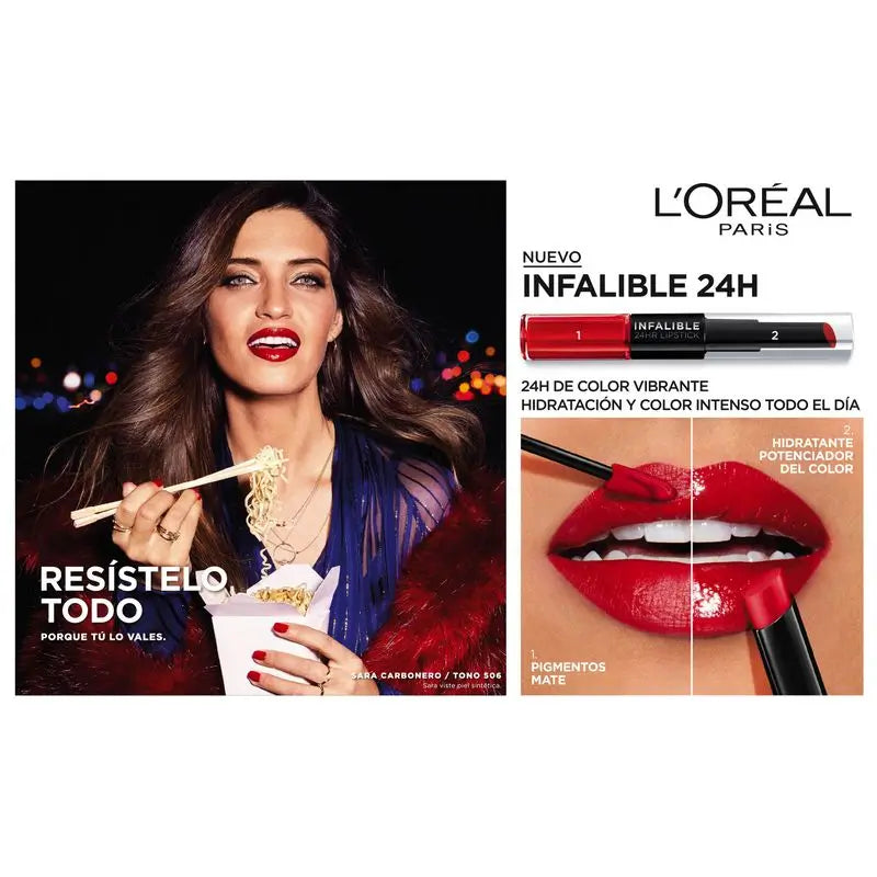 L'Oréal Paris Infallible 24H 404 Corail Constant Coral Rouge à lèvres permanent