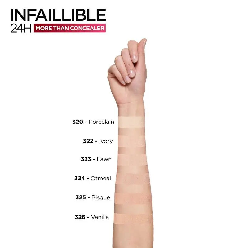 L'Oréal Paris Infallible More Than Concealer Anti-cernes, teinte 324 Oatmeal/Avoine, 11 ml