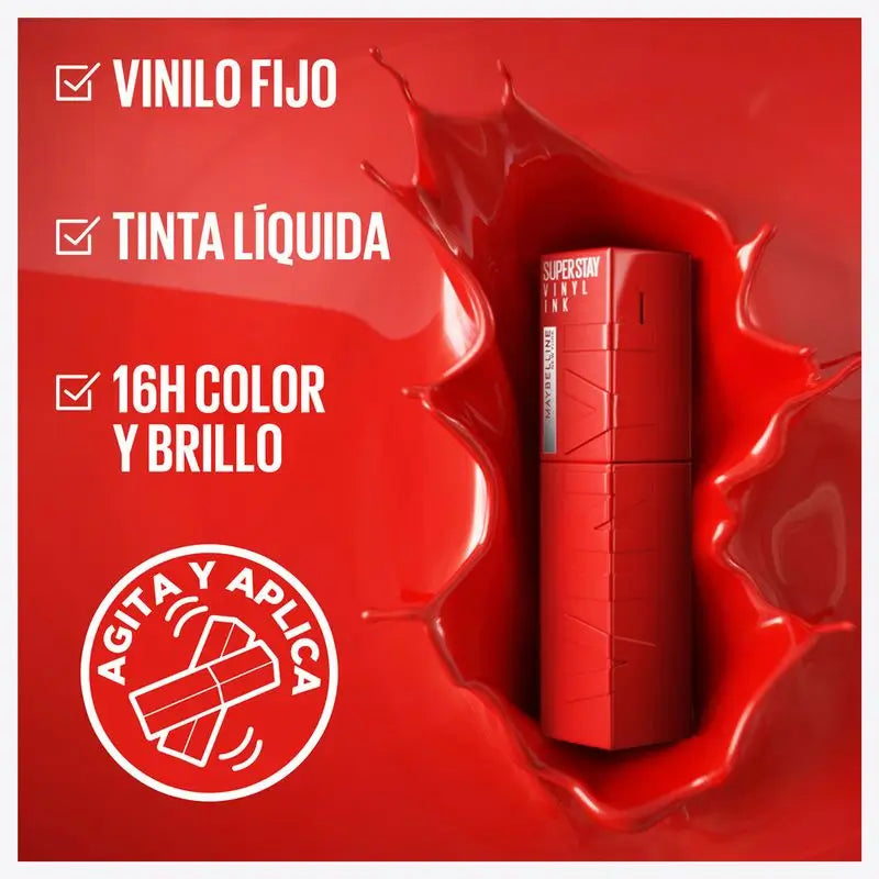 Maybelline New York Vinyl Effect Lipstick Superstay Vinyl Ink, Vinyl Fixed, 45 Capricious