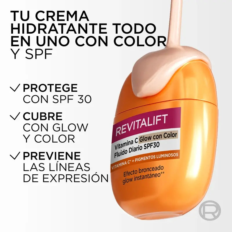 L'Oréal Paris Revitalift Clinical, Vitamine C Glow With Colour Daily Fluid Spf30, 40Ml
