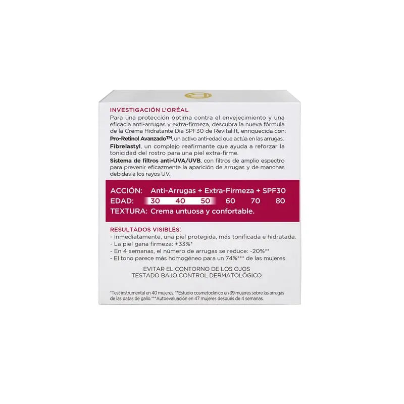 L'Oréal Paris Revitalift Crème de Jour Anti-Rides Avec Protection Solaire - Avec Pro-Rétinol - 50 Ml