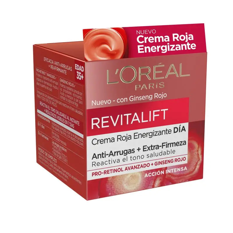 L'Oréal Paris Revitalift Crème de Jour Rouge Energisante - Au Ginseng Rouge - 50 Ml