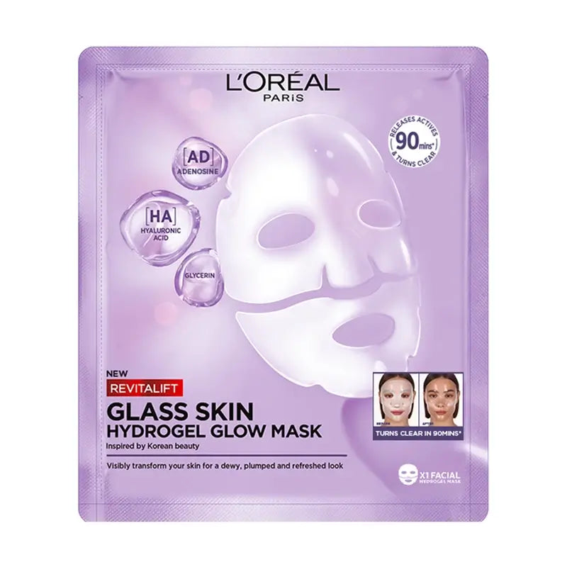 L'Oréal Paris Masque Tissue Revitalift Masque facial Hydrogel peau de verre, 1 unité