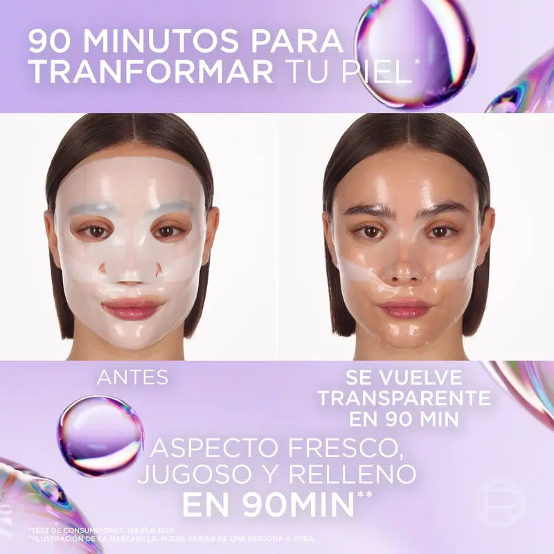L'Oréal Paris Masque Tissue Revitalift Masque facial Hydrogel peau de verre, 1 unité