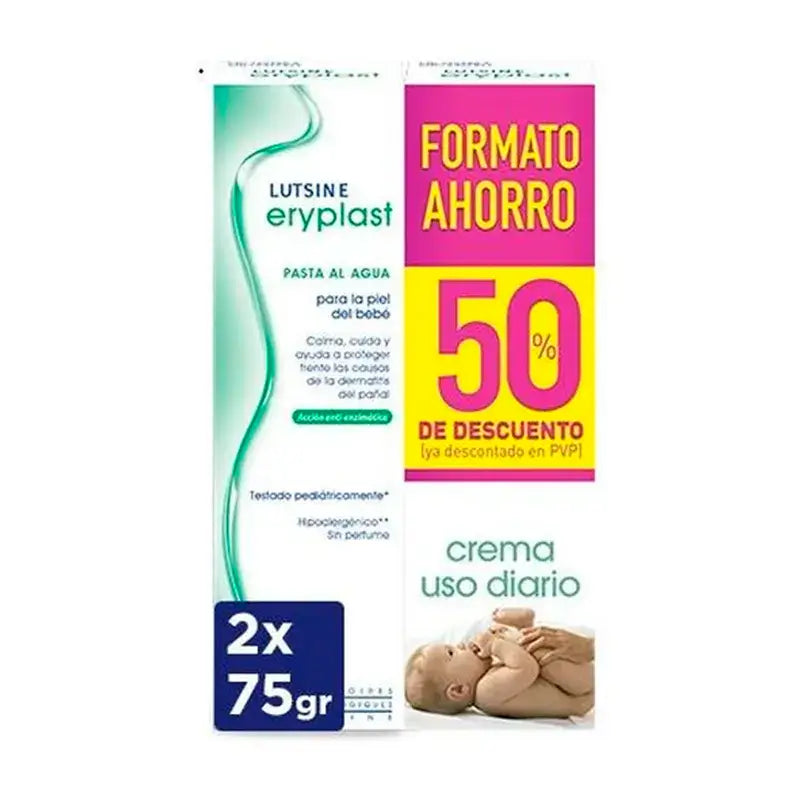 Eryplast Lutsine E45 Crème pour couches de bébé à base d'eau, paquet de 2 x 75 gr