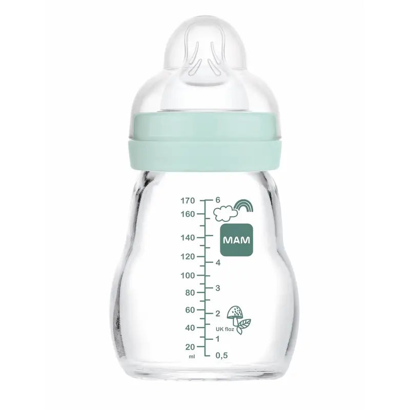 Mam Baby Biberon Crystal Feel Good Bleu mat, 170Ml