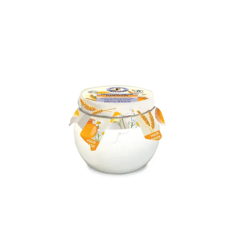 Masque capillaire réparateur aux protéines d'œuf et de blé de la ferme Mama Pharmelia, 250 ml
