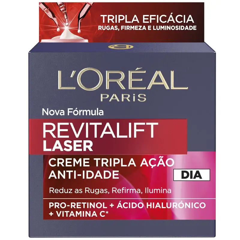 L'Oréal Paris Revitalift Laser, crème de jour anti-âge intensive à la vitamine C, au pro-rétinol et à l'acide hyaluronique, 50ml