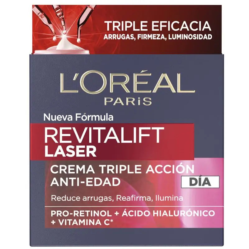 L'Oréal Paris Revitalift Laser, Intensive Anti-Ageing Day Cream with Vitamin C, Pro-Retinol and Hyaluronic Acid, 50ml