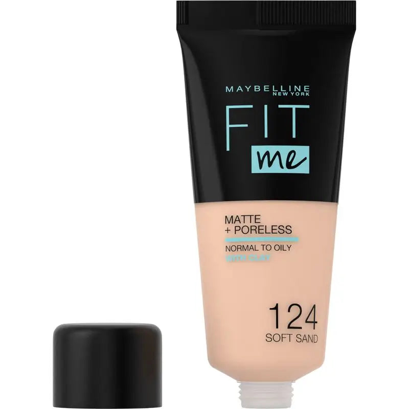 Maybelline New York Fit Me Matte & Refine Foundation Shade 124 Soft Sand Adapté au teint et à la texture de votre peau Moyennement clair - 30Ml