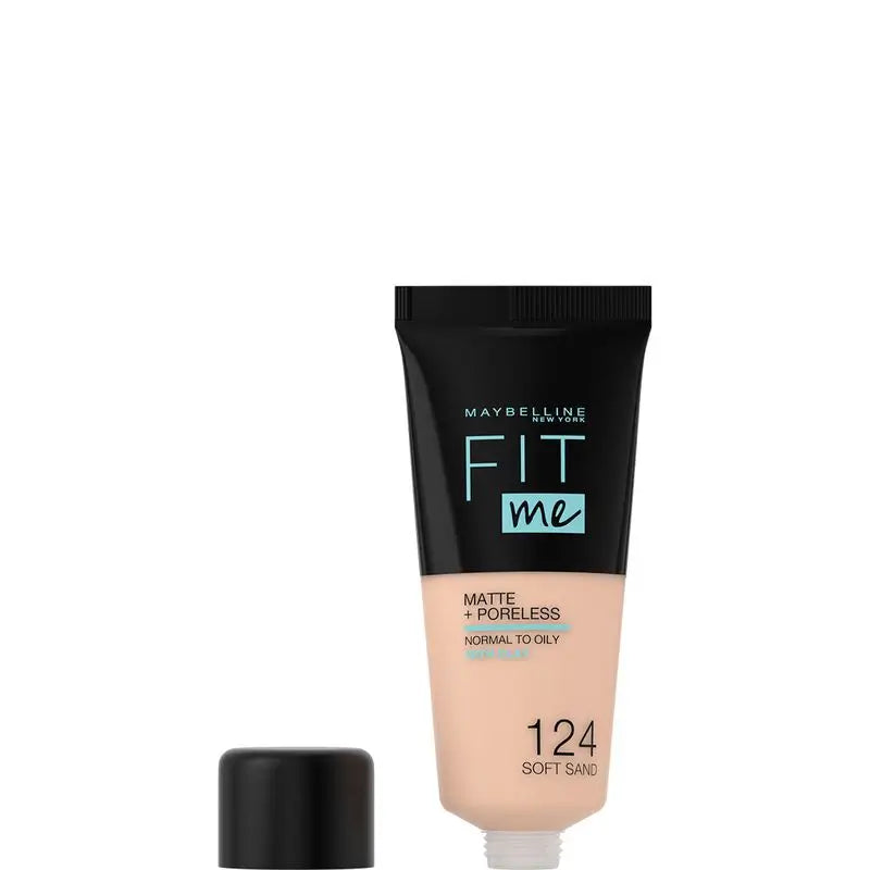 Maybelline New York Fit Me Matte & Refine Foundation Shade 124 Soft Sand Adapté au teint et à la texture de votre peau Moyennement clair - 30Ml