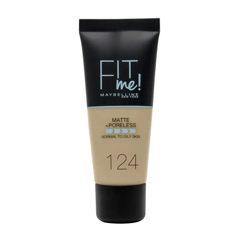 Maybelline New York Fit Me Matte & Refine Foundation Shade 124 Soft Sand Adapté au teint et à la texture de votre peau Moyennement clair - 30Ml