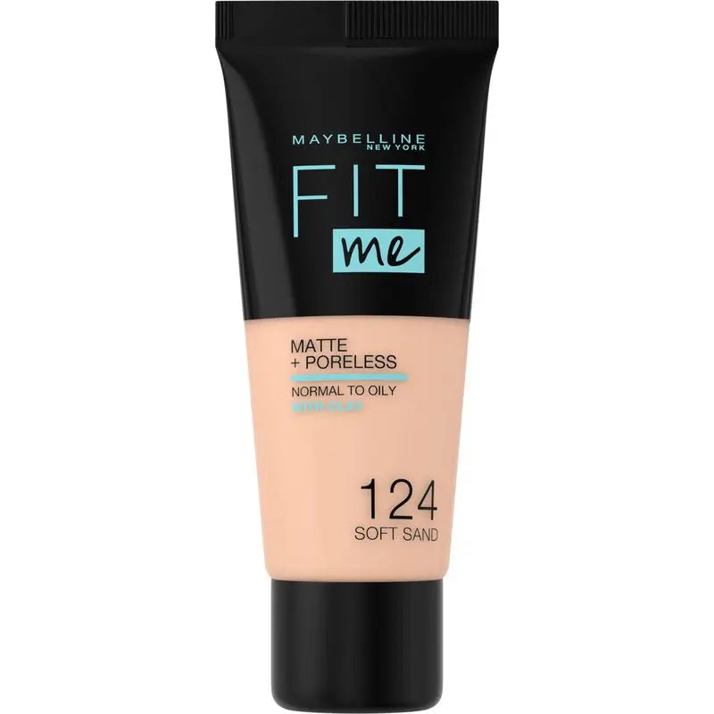 Maybelline New York Fit Me Matte & Refine Foundation Shade 124 Soft Sand Adapté au teint et à la texture de votre peau Moyennement clair - 30Ml