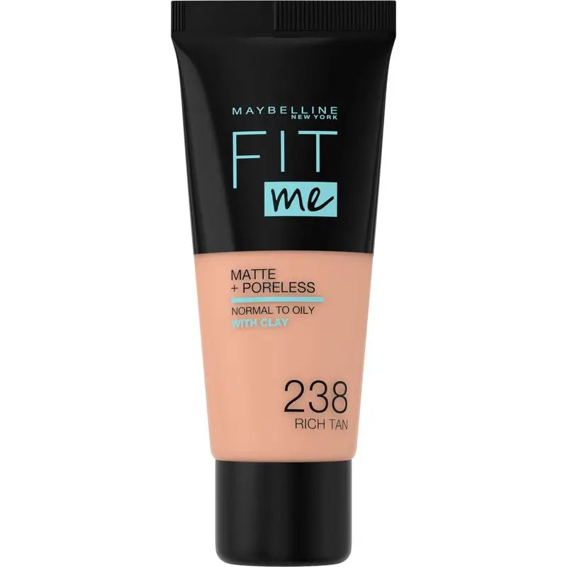 Maybelline New York Fit Me Matte & Refine Pores Shade 238 Rich Tan Foundation Adapté à la couleur et à la texture des peaux moyennes - 30Ml