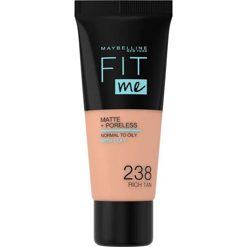 Maybelline New York Fit Me Matte & Refine Pores Shade 238 Rich Tan Foundation Adapté à la couleur et à la texture des peaux moyennes - 30Ml