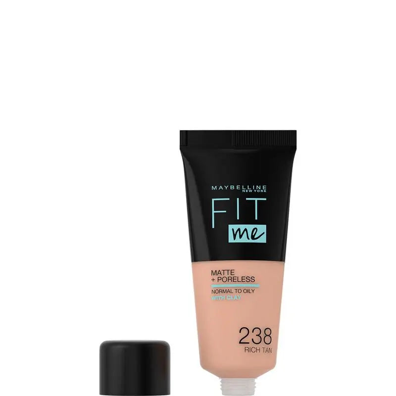 Maybelline New York Fit Me Matte & Refine Pores Shade 238 Rich Tan Foundation Adapté à la couleur et à la texture des peaux moyennes - 30Ml