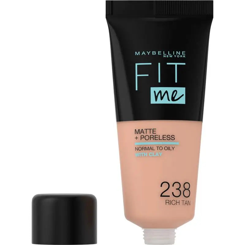 Maybelline New York Fit Me Matte & Refine Pores Shade 238 Rich Tan Foundation Adapté à la couleur et à la texture des peaux moyennes - 30Ml