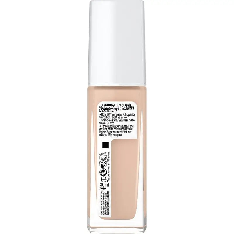 Maybelline New York Superstay Activewear 30H Fond de teint longue tenue et haute couvrance. Teinte 05 Beige clair.