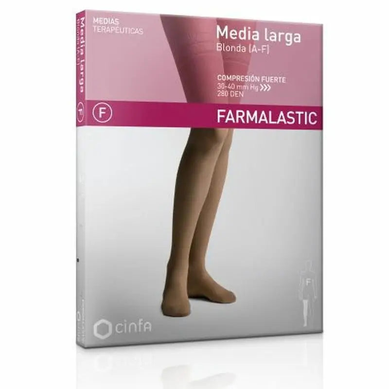 Farmalastic Long Pantyhose Compression Strong Compression Beige, Large Size, Single Unit