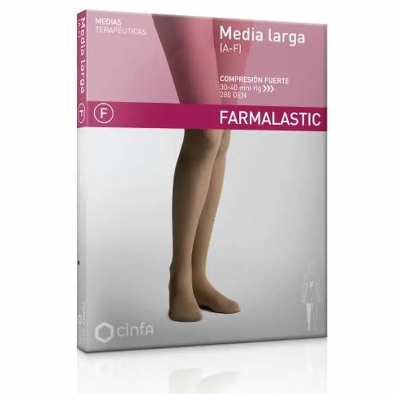 Farmalastic Long Stocking Strong Compression Beige, Large Size, Unit