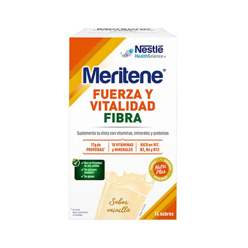 Meritene Strength & Vitality Fibre Vanilla Flavour Shake, 14 sachets x 35 grams