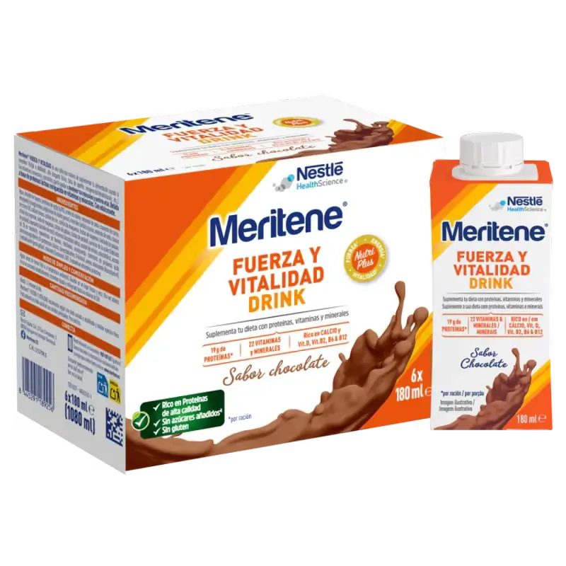 Meritene Boisson force et vitalité Chocolat, paquet de 2 boîtes, 6x180 ml