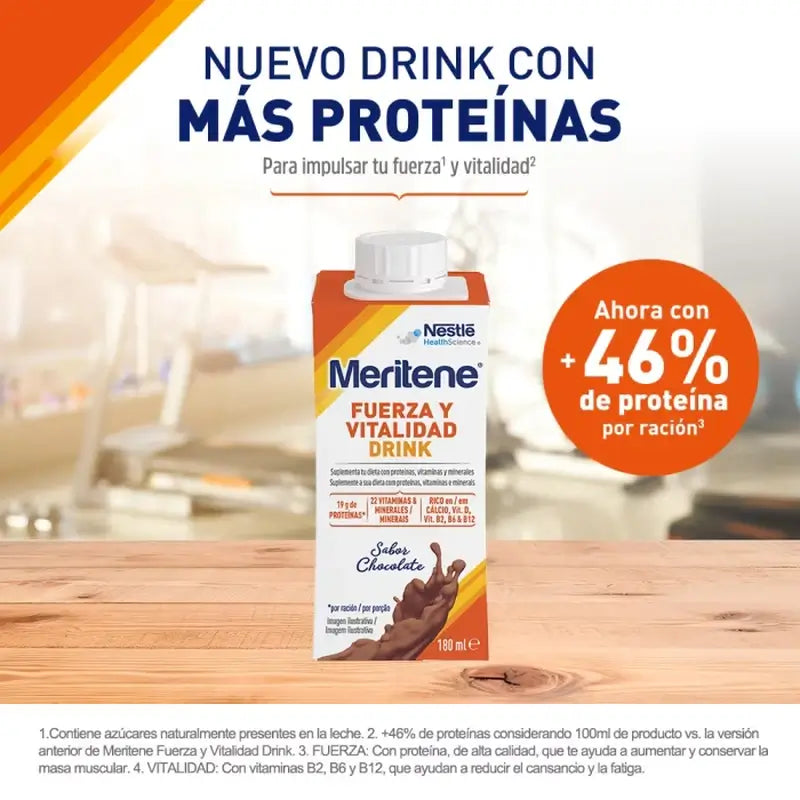 Meritene Boisson force et vitalité Chocolat, paquet de 2 boîtes, 6x180 ml