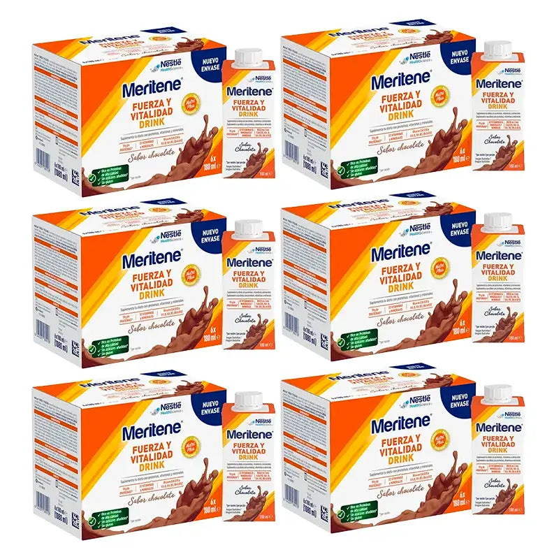 Meritene Strength & Vitality Drink Chocolate, Pack 6 Boxes 6 x 180 ml