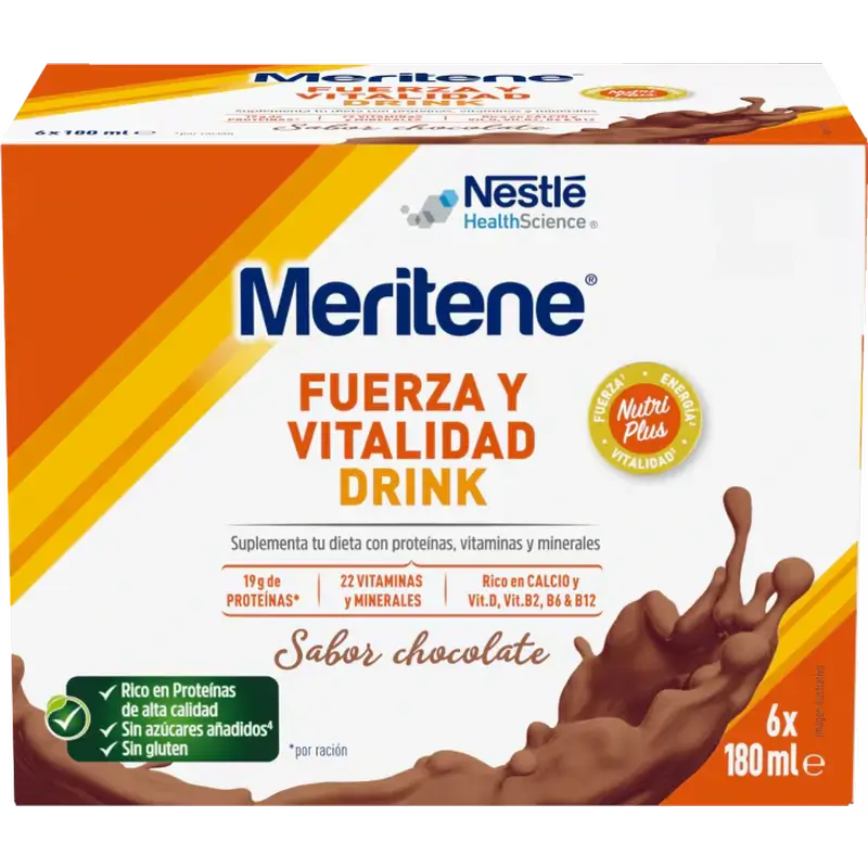Meritene Boisson force et vitalité Chocolat, 6x180 ml
