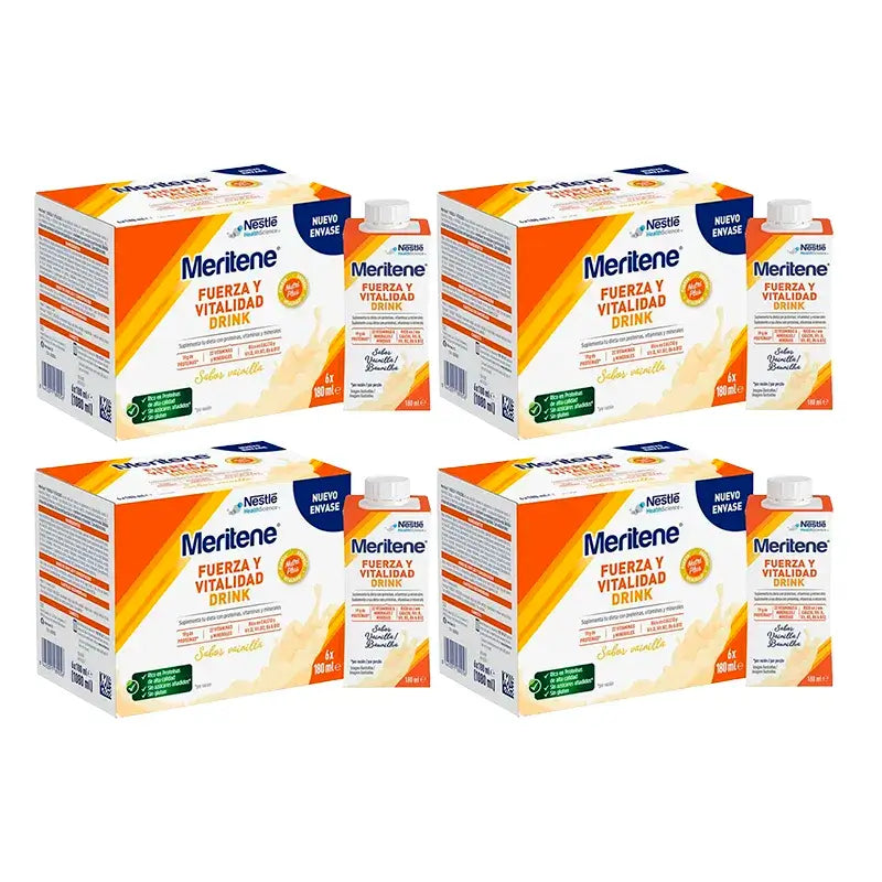 Meritene Strength & Vitality Drink Vanilla, Pack 4 Boxes 6 x 180 ml