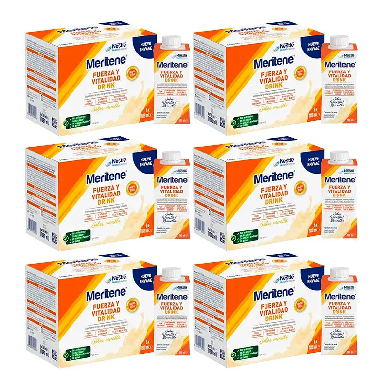 Meritene Strength & Vitality Drink Vanilla, Pack 6 Boxes 6 x 180 ml