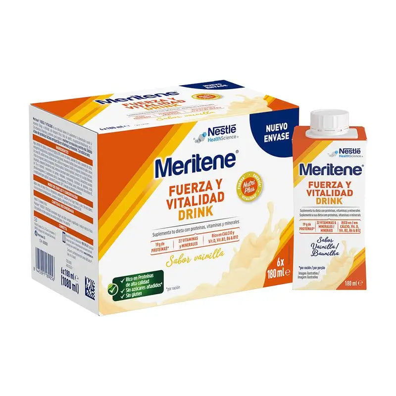 Meritene Strength & Vitality Drink Vanilla, 6x180 ml