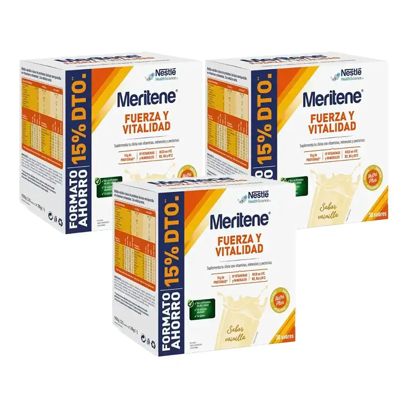 Meritene Strength & Vitality Vanilla Savings Pack 3 x 30 sachets
