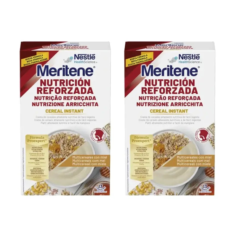 Meritene Inmuno Cereal Crème instantanée de 8 céréales au miel, 2X520 Gr