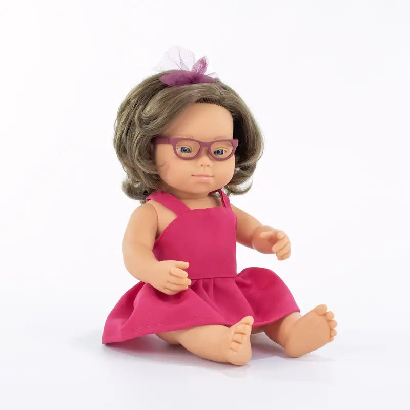 Miniland Down Syndrome Doll With Glasses 38 Cm My Friends & Me