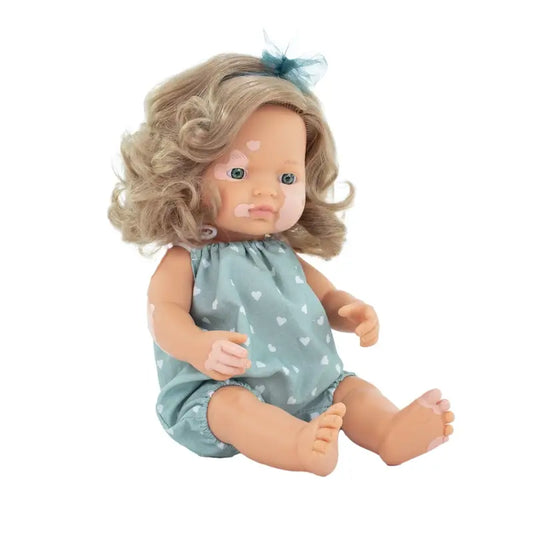 Miniland Doll Dark Blonde With Vitiligo 38 Cm My Friends & Me