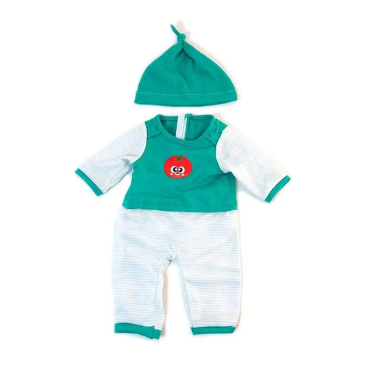 Miniland Winter Pyjama Clothes Green Stripes For Doll 38Cm