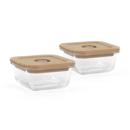 Miniland Set 2 Airtight Glass Ecosquare Chick 210Ml