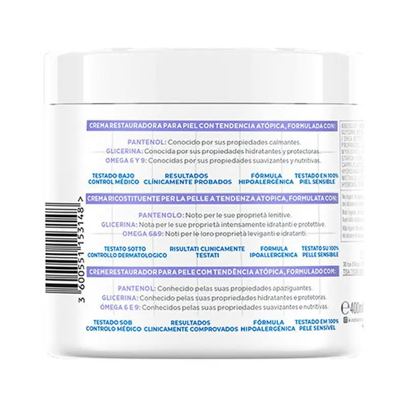 Mixa Panthenol Comfort Restorative Cream For Atopic Prone Skin 400Ml