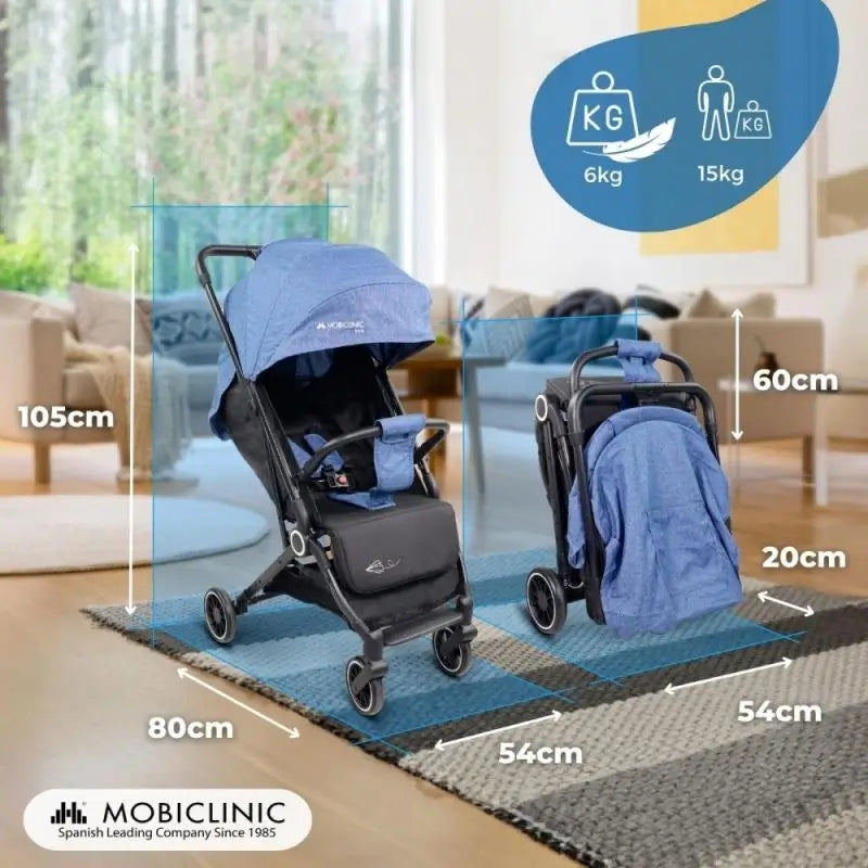 Mobiclinic Elefant Poussette pliante 15 Kg Bleu
