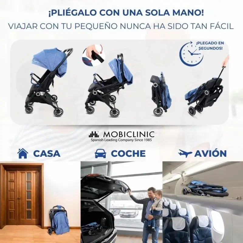 Mobiclinic Elefant Poussette pliante 15 Kg Bleu