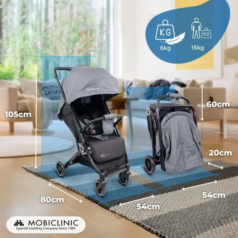 Poussette pliante Mobiclinic Trip 15 Kg Gris