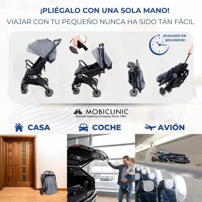 Poussette pliante Mobiclinic Trip 15 Kg Gris