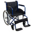 Mobiclinic Folding Wheelchair with Large Wheels, Armrests and Fixed Footrests, Blue