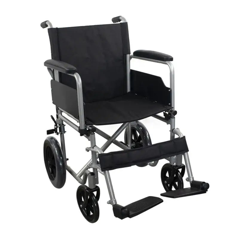 Mobiclinic Folding Wheelchair With Removable Rear Small Wheels Grey